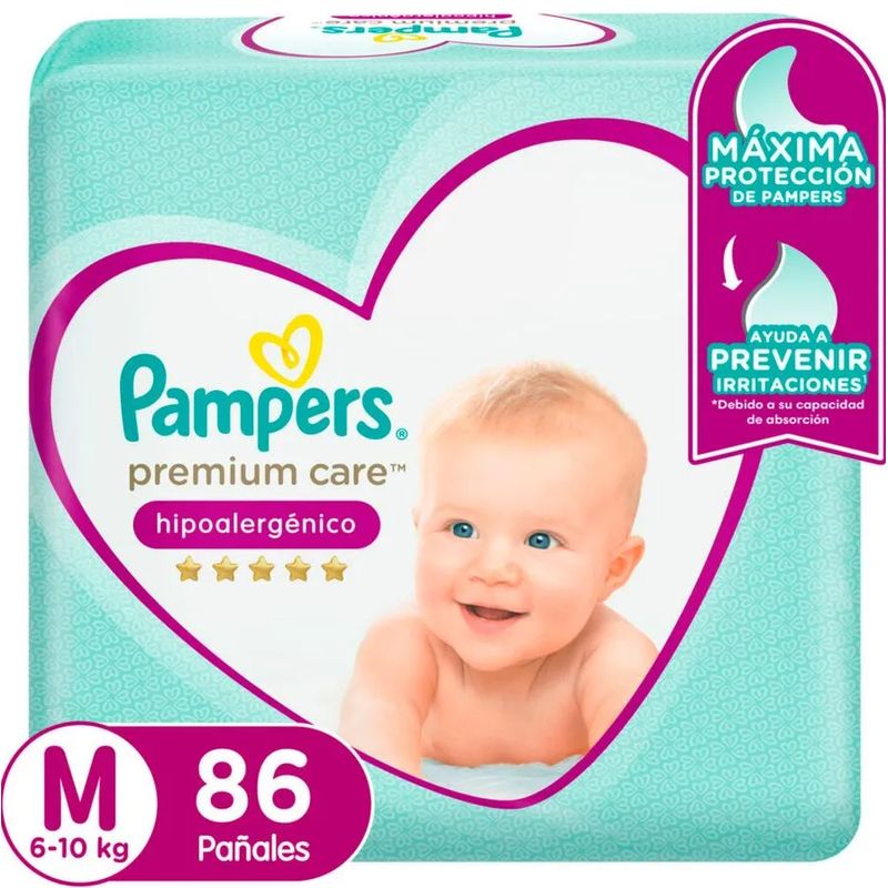 PAMPERS - Pañales Pampers Premium Care Talla M 86 Unidades