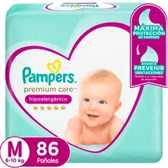 PAMPERS - Pañales Premium Care Talla M 86 Unidades