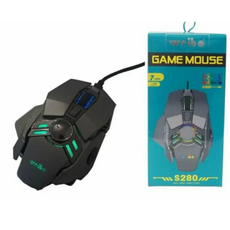 GENERICO - Mouse Gamer S280 7 Botones Optico Usb 3200 Dpi