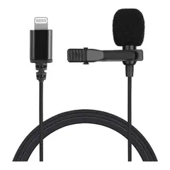 GENERICO - Micrófono Lavalier Solapa Lightning para iPhone Negro
