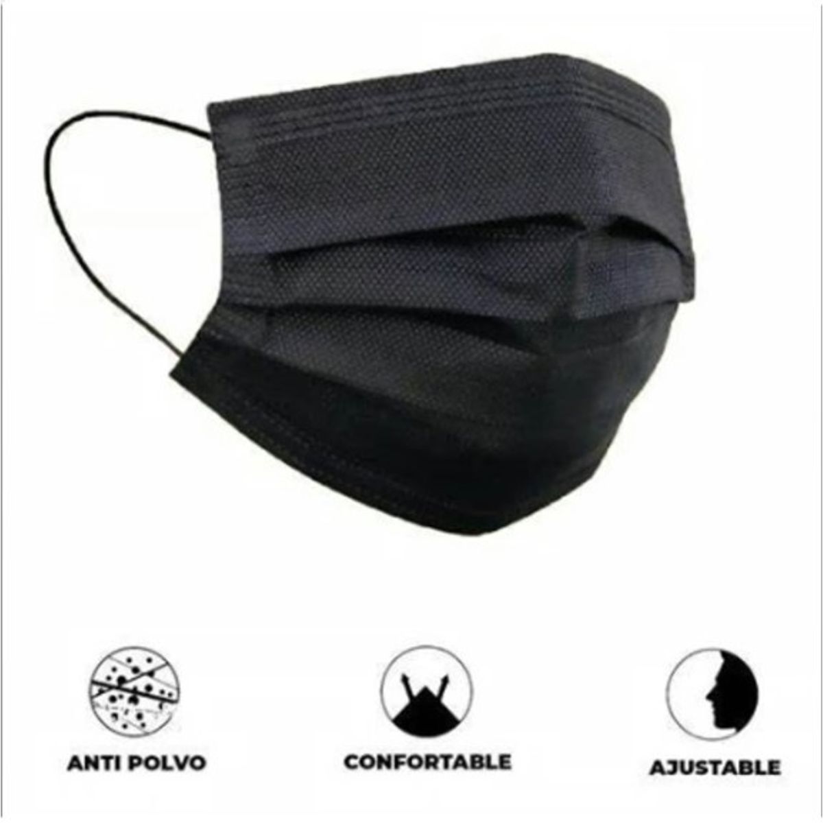 GENERICO - Mascarilla Negra Con Blanco Caja De 50 Uni Surtidos