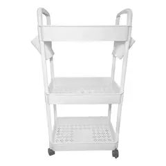 GENERICO - Carrito Organizador Rodante de Plástico 3 Niveles Gris Claro