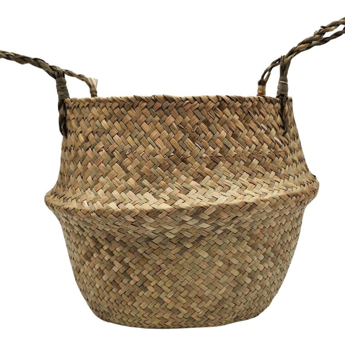GENERICO - Macetero Cesto Maceta De Mimbre Tejida Plegable Con Asas
