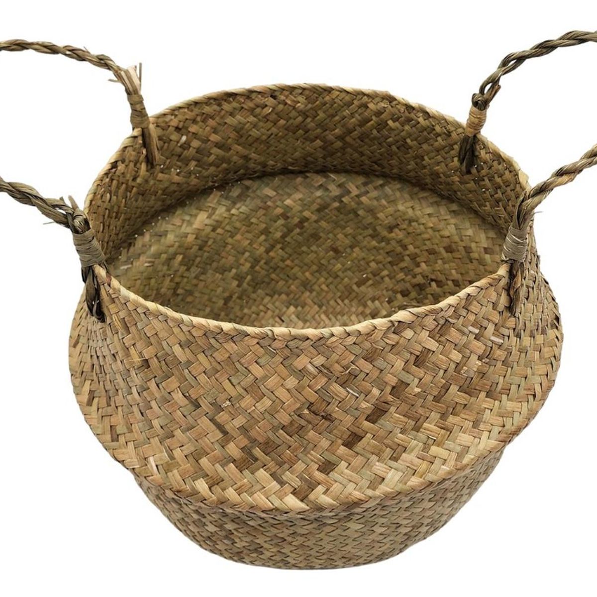 GENERICO - Macetero Cesto Maceta De Mimbre Tejida Plegable Con Asas