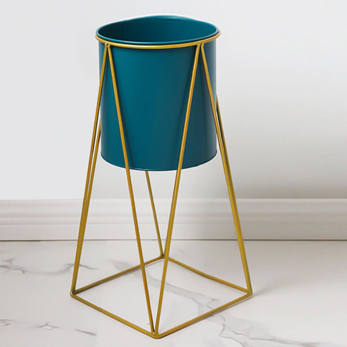 GENERICO - Porta Macetero Pedestal Maceta Plantas Verde Dorado