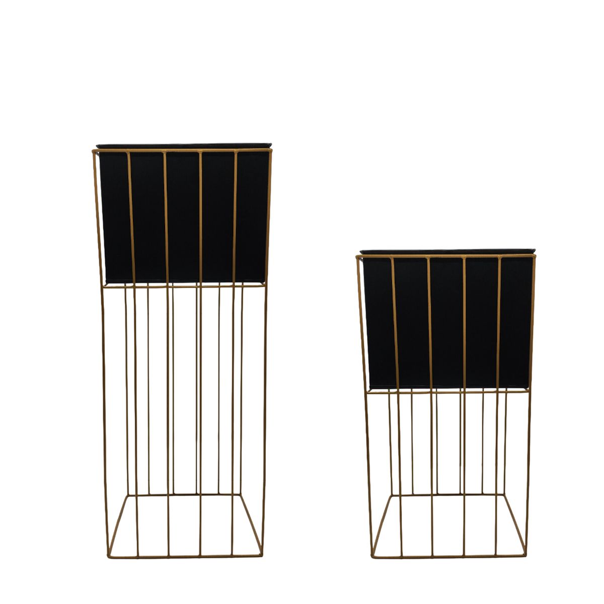 GENERICO - Set 2 Porta Macetero Pedestal Maceta Plantas Negro Dorado