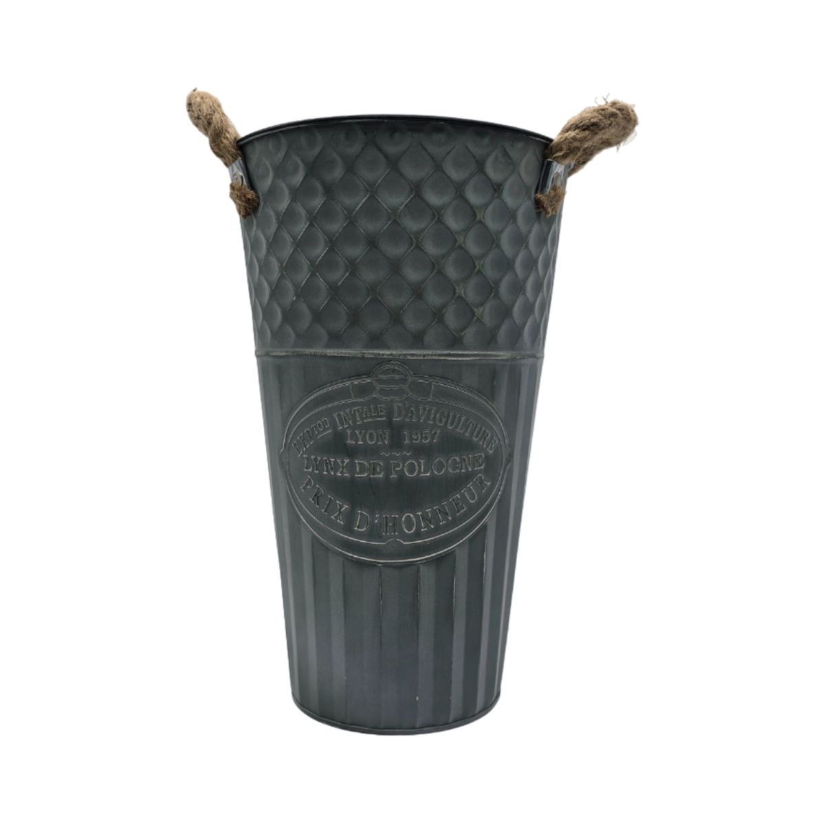 GENERICO - Macetero Balde Metalico Decorativo Vintage Desgastado Verd M