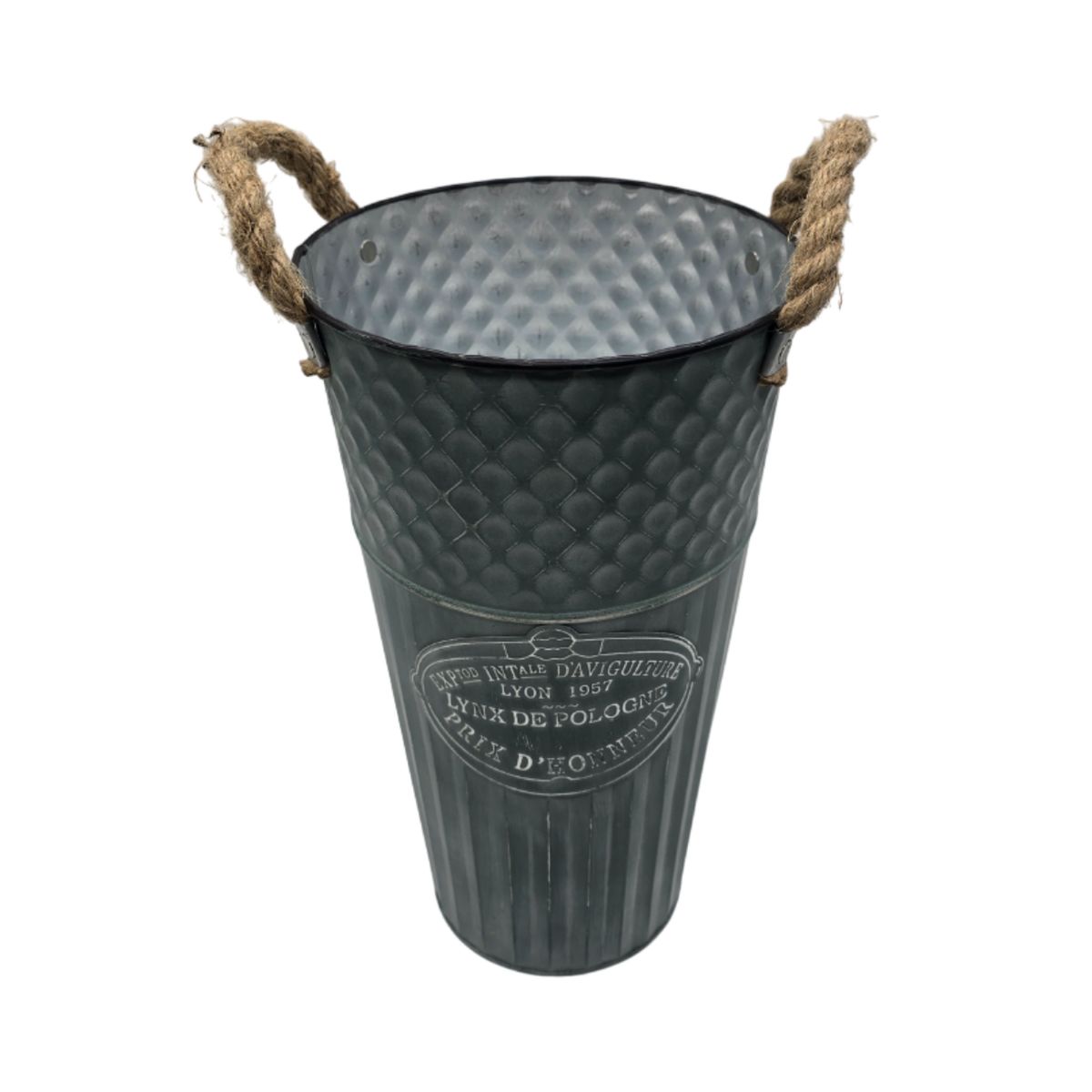 GENERICO - Macetero Balde Metalico Decorativo Vintage Desgastado Verd M