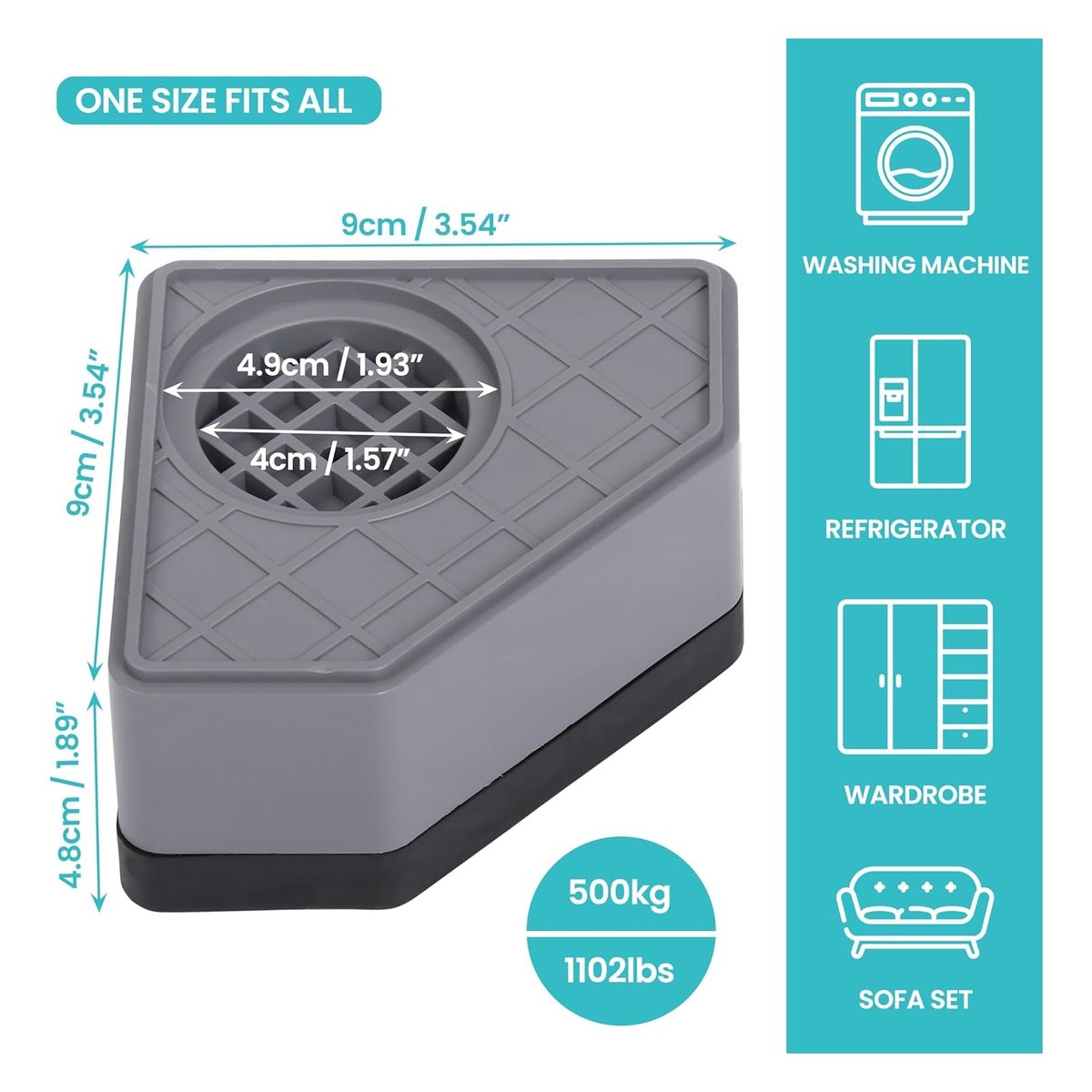 ATURE - 4u Alfombrillas Antideslizante Patas Amortiguadoras Lavadora Muebles