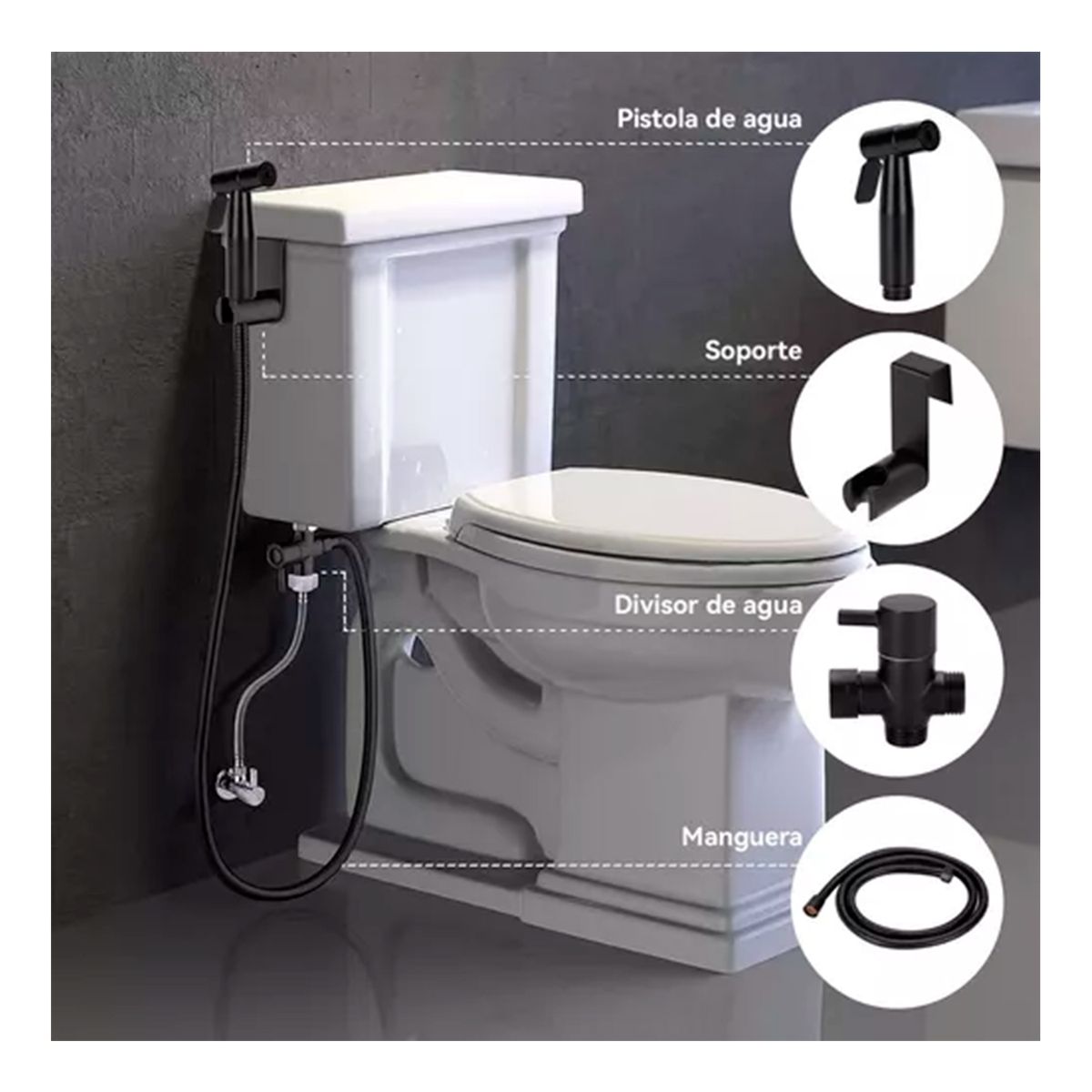 GENERICO - Ducha Bidet Arabe Wc Acero Negro