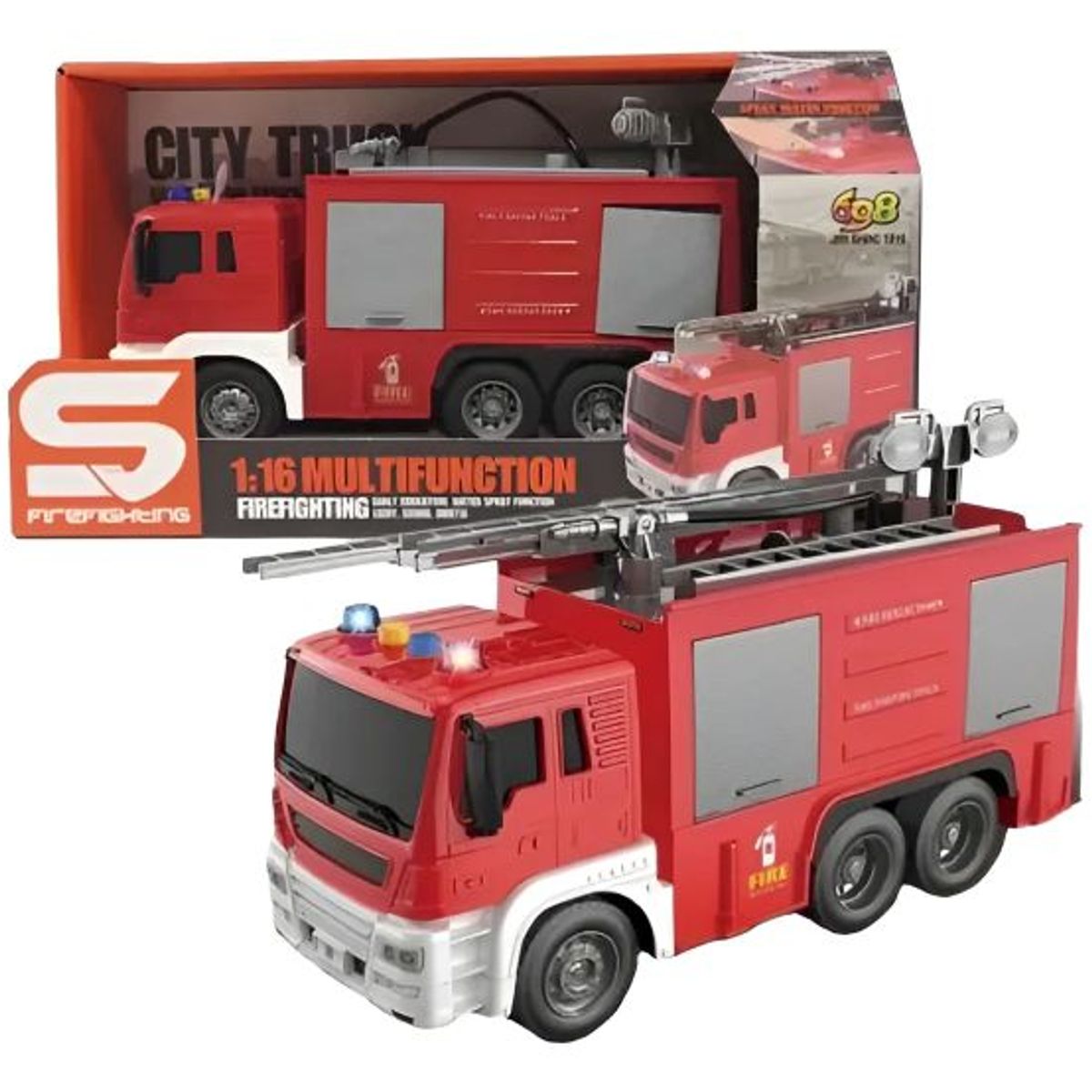 GENERICO - Camión De Bombero Con Luz Sonido Pulveriza Agua