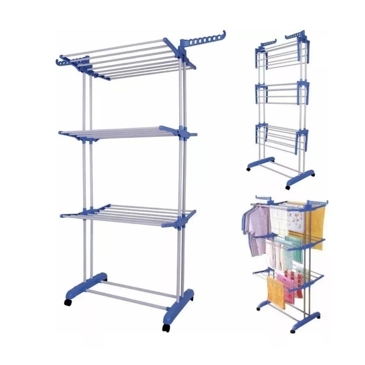 GENERICO - Tendedero Organizador Colgador Ropa Plegable 3 Niveles