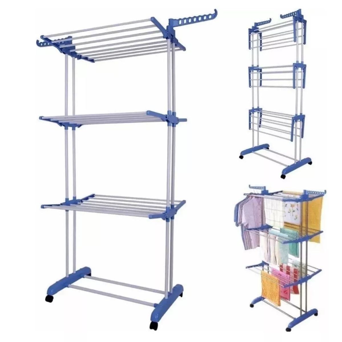 GENERICO - Tendedero Organizador Colgador Ropa Plegable 3 Niveles