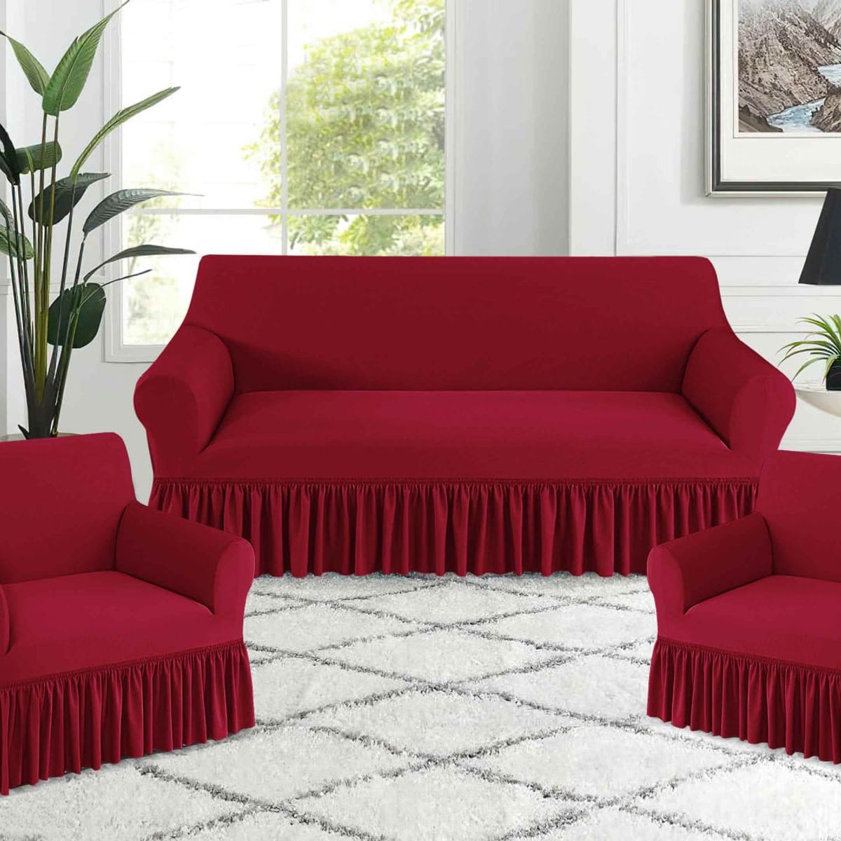 GENERICO - FUNDA TURCA ELASTIZADA  BURDEO PARA JUEGO DE MUEBLE TRADICIONAL TF