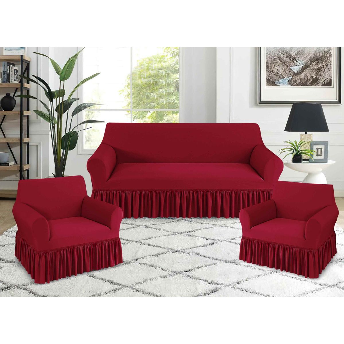 GENERICO - FUNDA TURCA ELASTIZADA  BURDEO PARA JUEGO DE MUEBLE TRADICIONAL TF