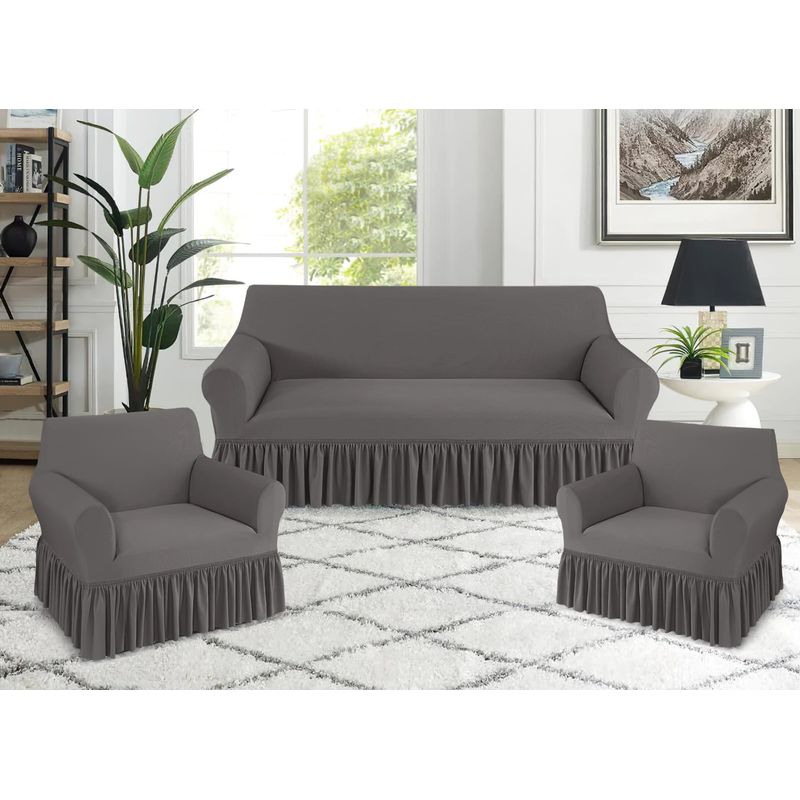 GENERICO - FUNDA TURCA ELASTIZADA  GRIS PARA JUEGO DE MUEBLE TRADICIONAL TF