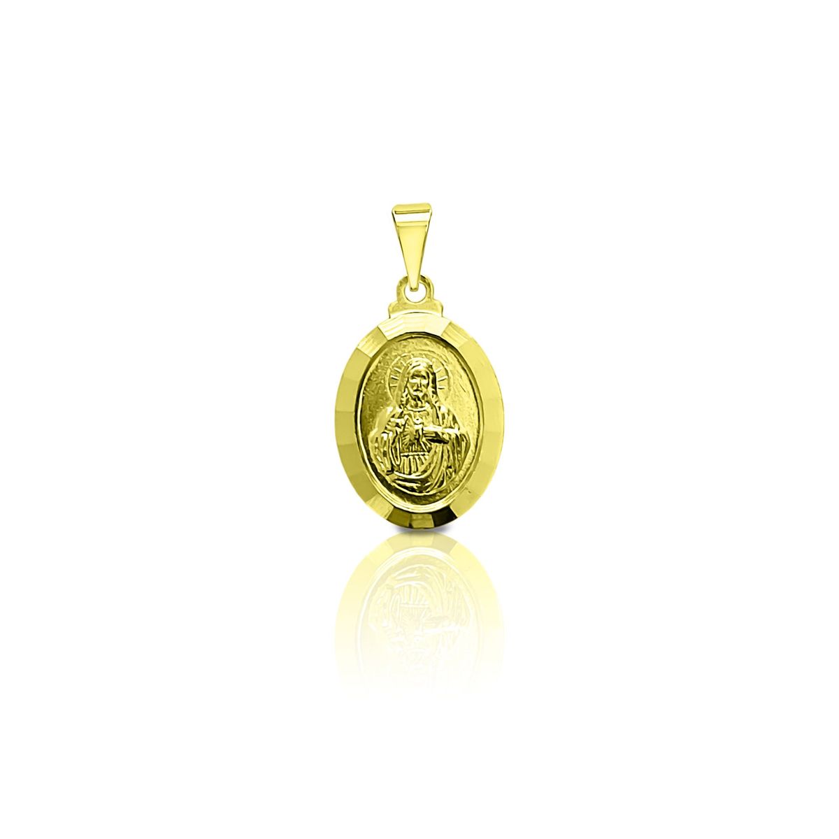 COGGIOLA - Colgante Medalla Sagrado Corazón 14mm Borde Enchapado Oro 18K