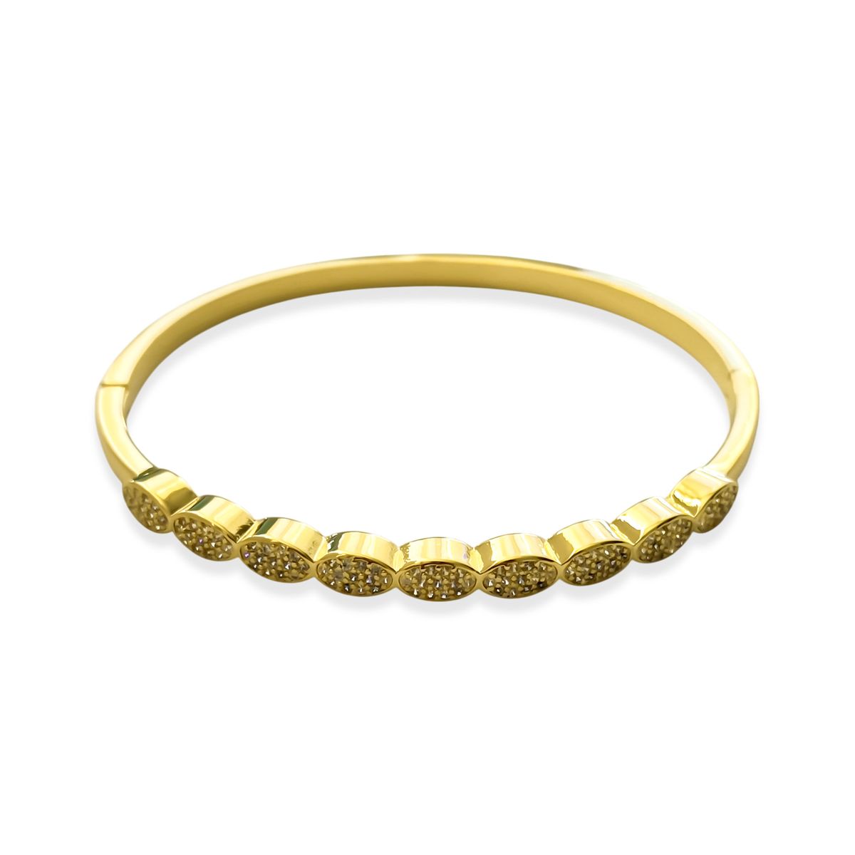 COGGIOLA - Pulsera Esclava Óvalos Circón Enchapado Oro 18K