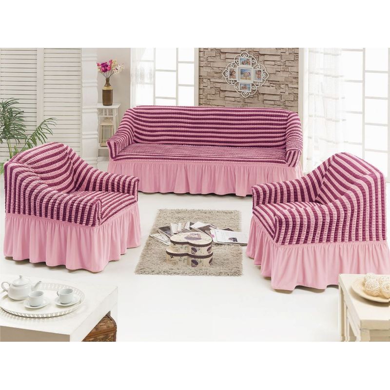 GENERICO - FUNDA TURCA DISEÑO LINEAL ROSADO PARA JUEGO DE MUEBLE TRADICIONAL