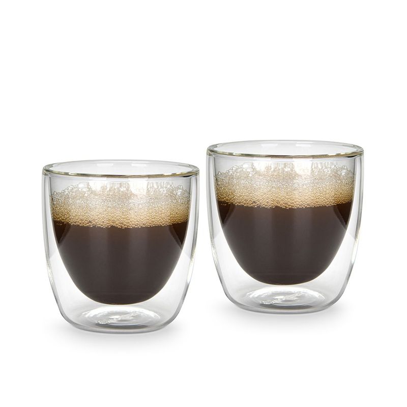 FISSMAN - Set De 2 Tazas Doble Pared Vidrio Templado 100 Ml Fissman