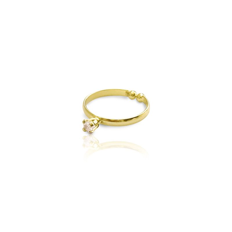 ANDREA COGGIOLA JOYAS - Anillo Solitario 2 Bolitas Enchapado Oro 18K Adaptable