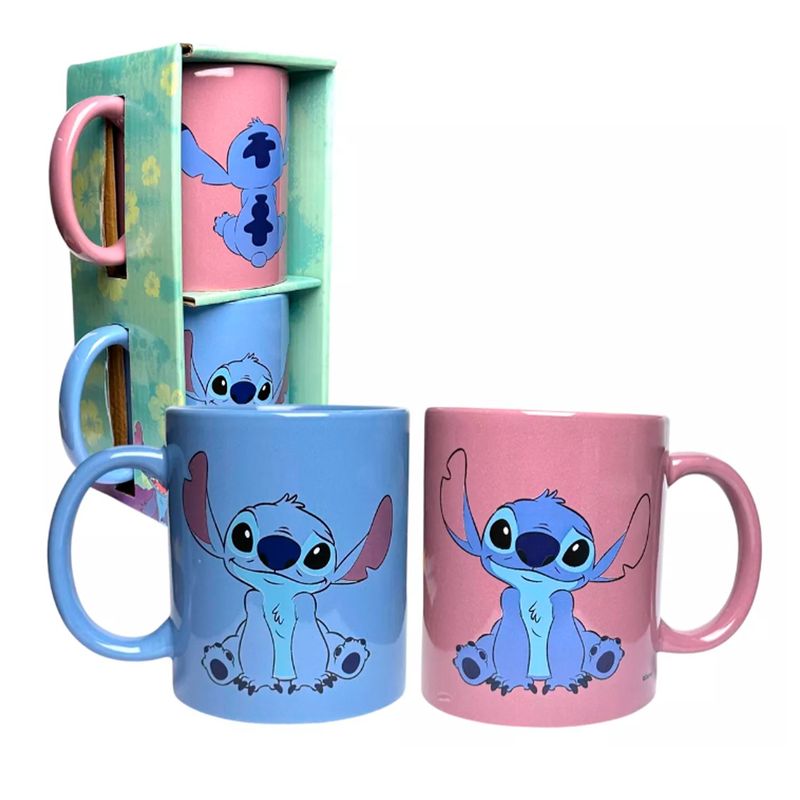 GENERICO - Set Tazón Taza Cerámica Stitch Disney 12oz 2 tazones