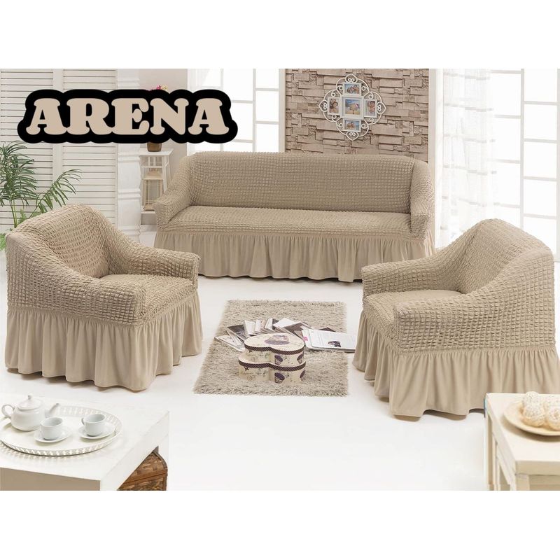 GENERICO - FUNDA TURCA UNICOLOR ARENA PARA JUEGO DE MUEBLE TRADICIONAL TF