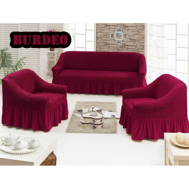 GENERICO - FUNDA TURCA UNICOLOR BURDEO PARA JUEGO DE MUEBLE TRADICIONAL TF