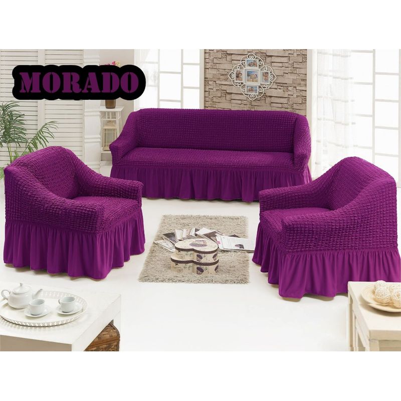 GENERICO - FUNDA TURCA UNICOLOR MORADO PARA JUEGO DE MUEBLE TRADICIONAL TF