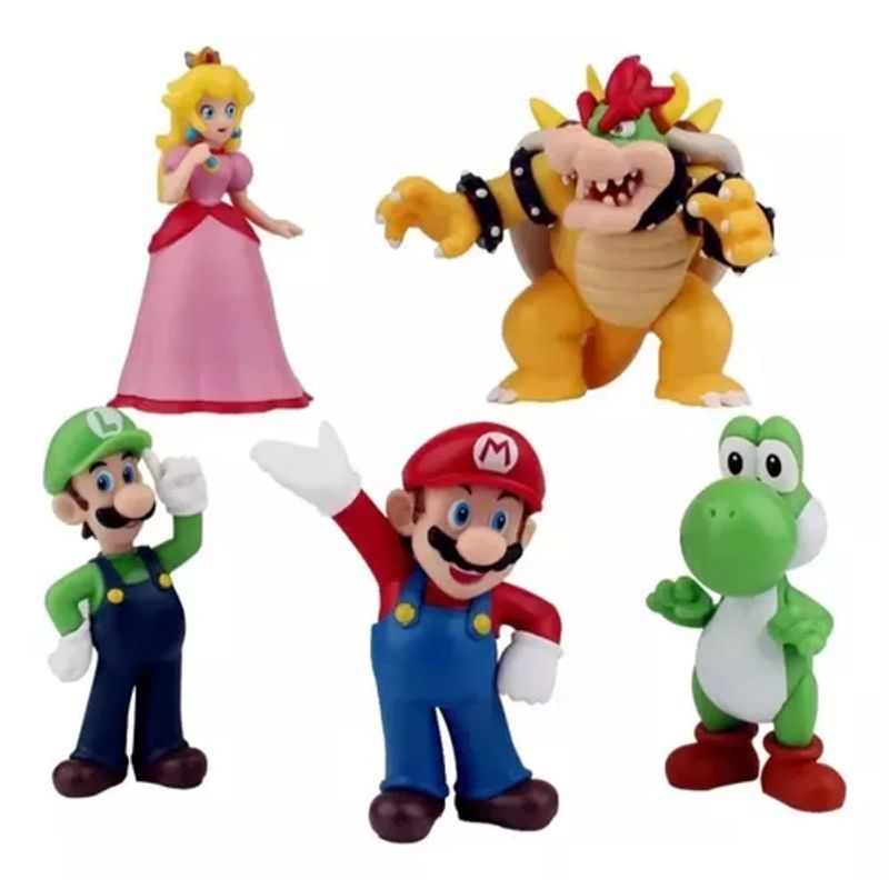 GENERICO - Set De 5 Figuras Super Mario Bros 10 Cm Grandes
