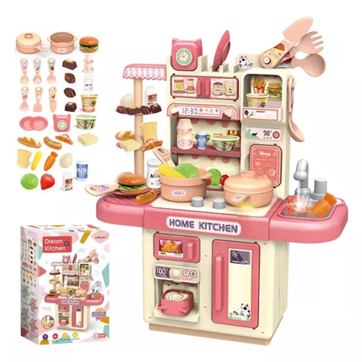 GENERICO - Cocina De Juguete Kitchen 32pcs Juego De Niñas Niños Rosado