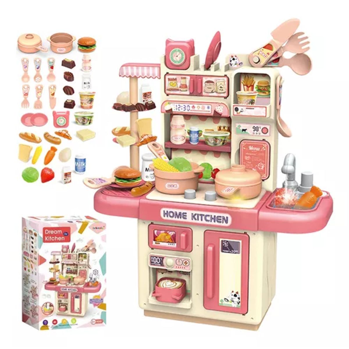 GENERICO - Cocina De Juguete Kitchen 32pcs Juego De Niñas Niños Rosado