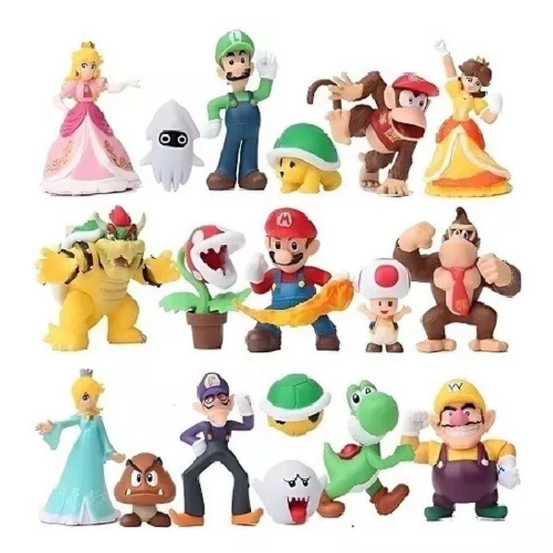 GENERICO - Set De 18 Figuras Super Mario Bros 5-7 Cm