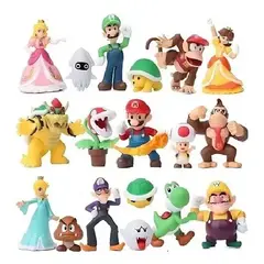 GENERICO - Set De 18 Figuras Super Mario Bros 5-7 Cm