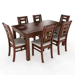 LAS ARAUCARIAS - Juego de Comedor de madera Barcelona Chocolate 6 Sillas