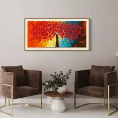 DEKAM DISEÑO - CUADRO ARBOL DE LA VIDA COLORES PINTADO A MANO ENMARCADO 146X66 CMS