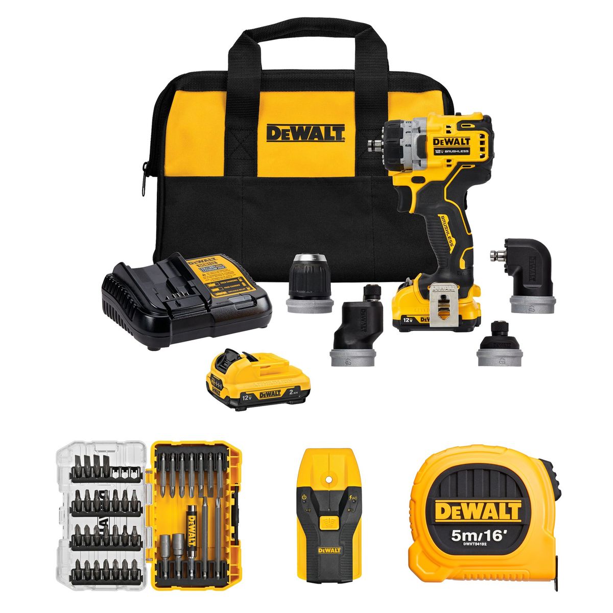DEWALT - Kit Taladro/Atornillador 12V 5en1 XTREME™ + accesorios DEWALT