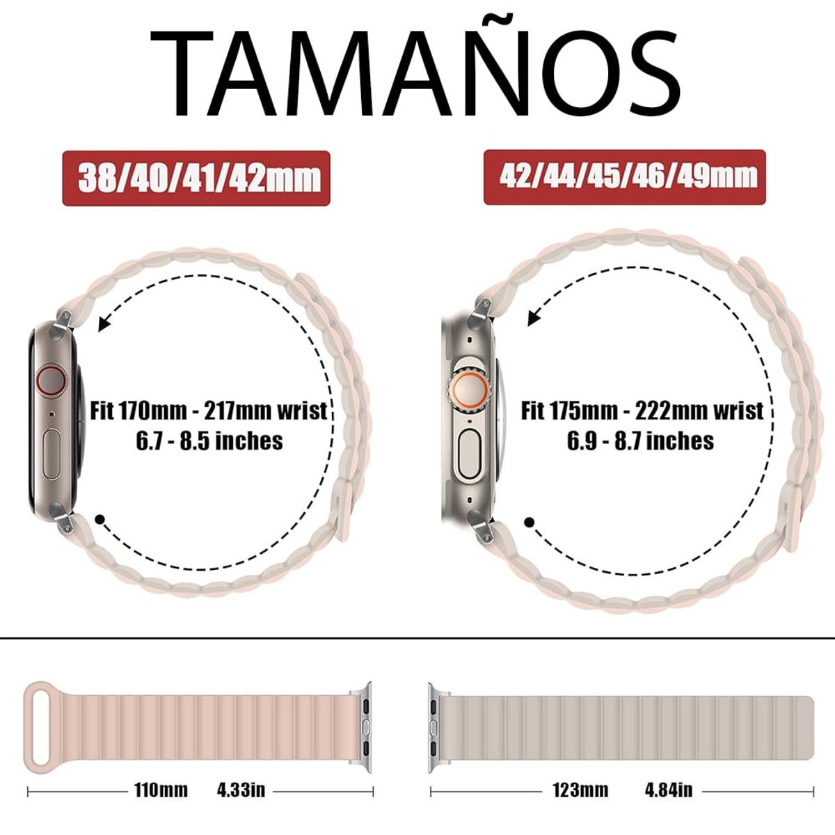 GENERICO - Correa Magnética Para Apple Watch 38 40 41mm Rosa/Starlight