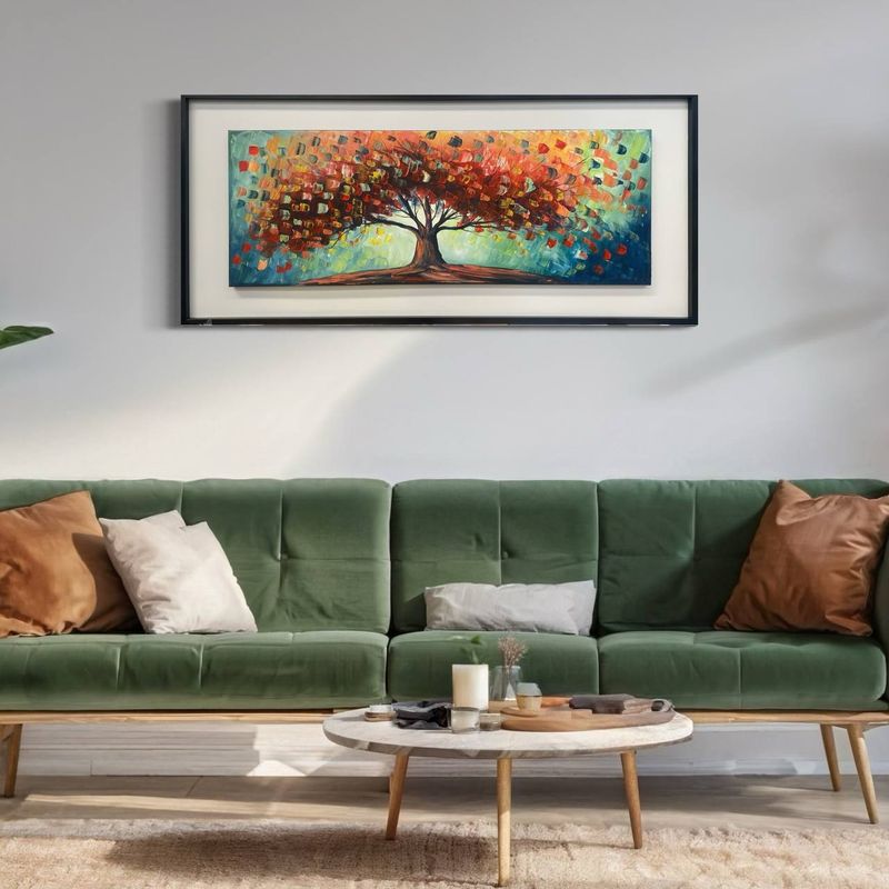 DEKAM DISEÑO - CUADRO ARBOL DE LA VIDA PINTADO A MANO ENMARCADO 146X66 CMS