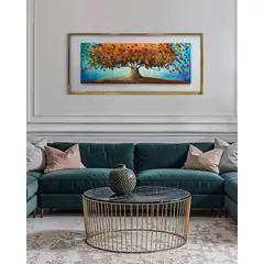 DEKAM DISEÑO - CUADRO ARBOL DE LA VIDA PINTADO A MANO ENMARCADO 146X66 CMS