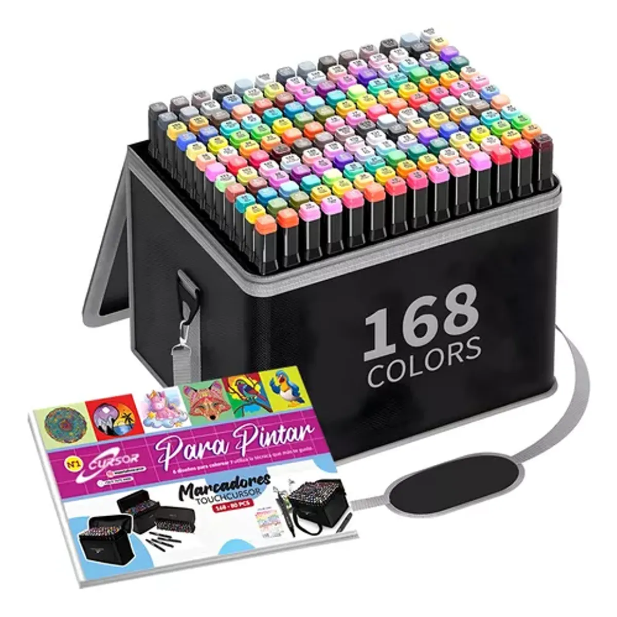 GENERICO - 168 Lápices Marcadores Doble Punta + Estuche Profesional
