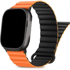 GENERICO - Correa Magnética Para Apple Watch 42 44 45 46 49mm Negro/Naranjo