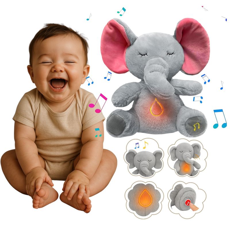 GENERICO - Elefante De Peluche Que Respira Con Música Y Luz