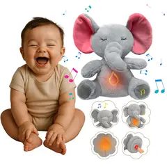 GENERICO - Elefante De Peluche Que Respira Con Música Y Luz