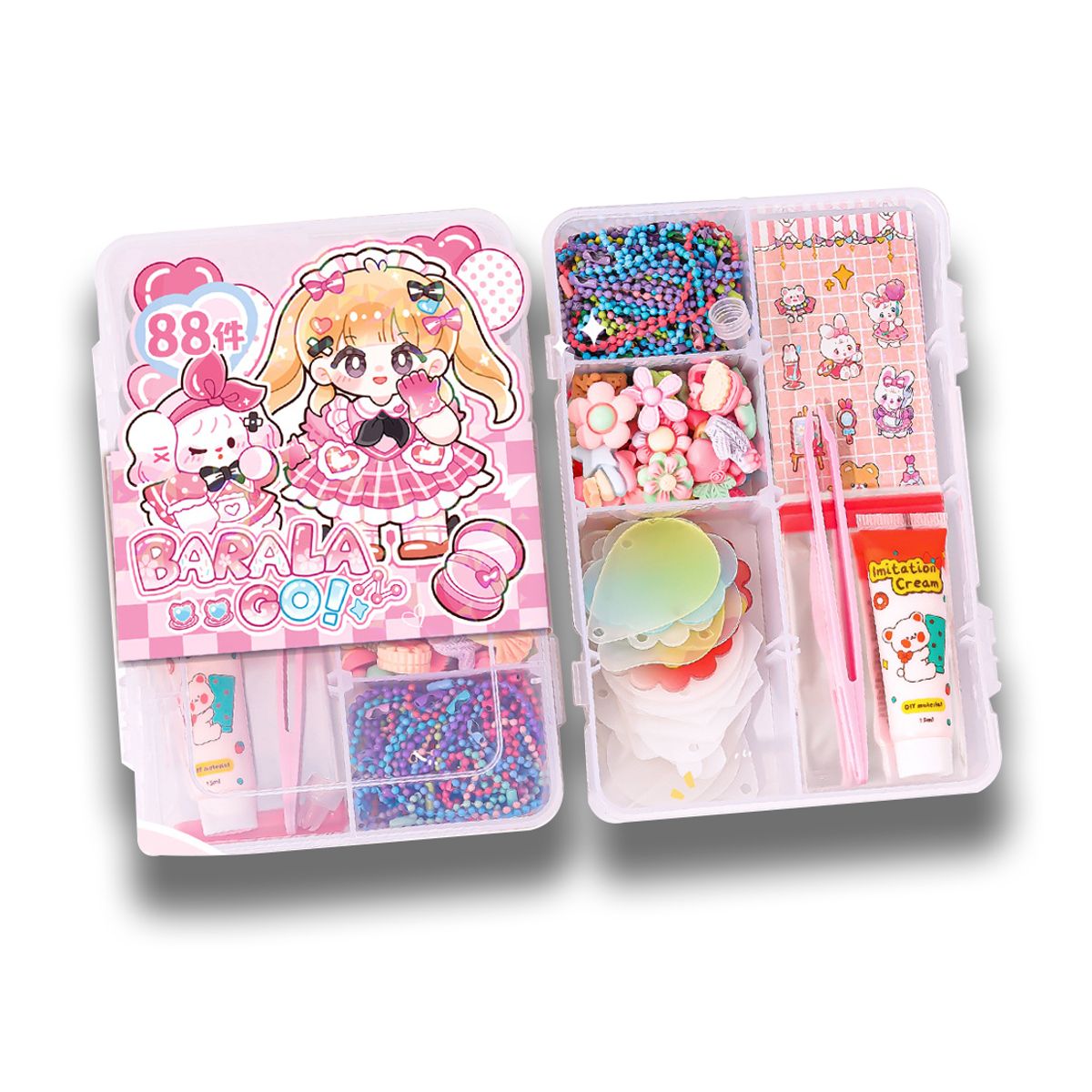 ATURE - Set Juego 88pcs Pegatinas Crea Tus Llaveros Juguete Niña