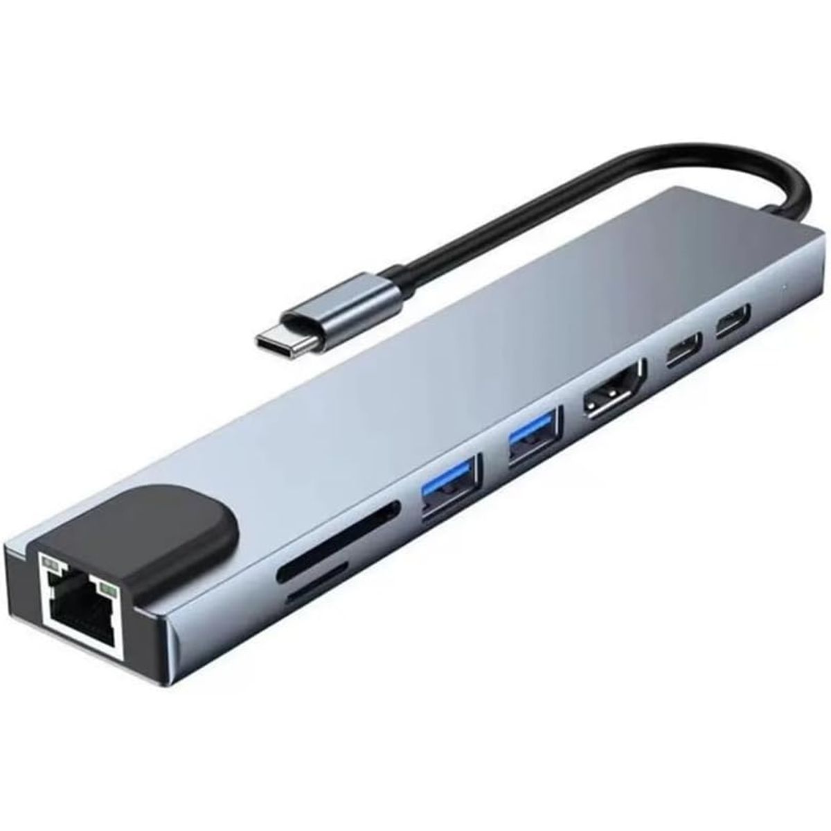GENERICO - Hub Usb C 8 En 1 Hdmi Micro Sd Rj45 Para Macbook / iPad