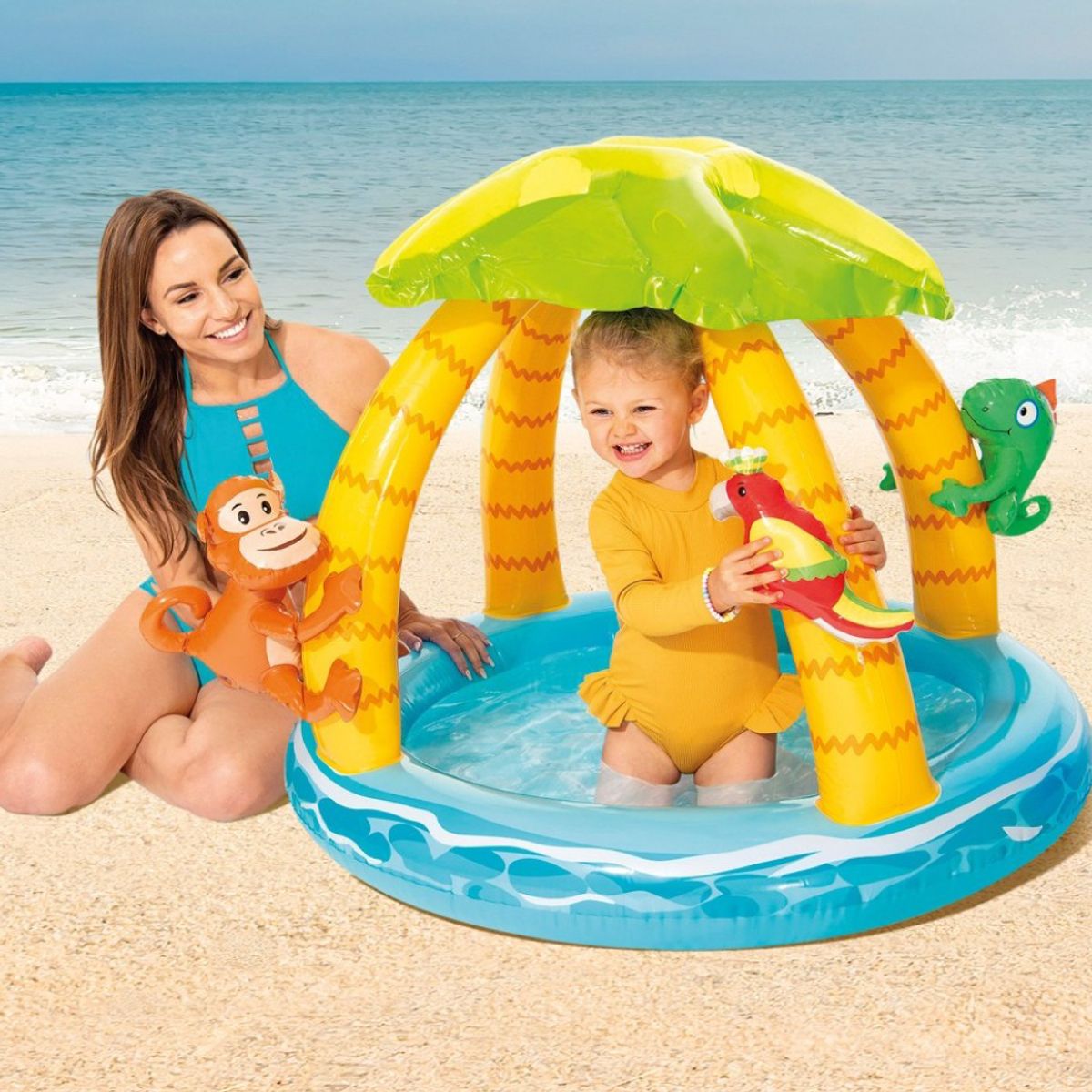 INTEX - Piscina inflable Tropical Island con cubierta Intex 1,02 x 0,86m 45 L