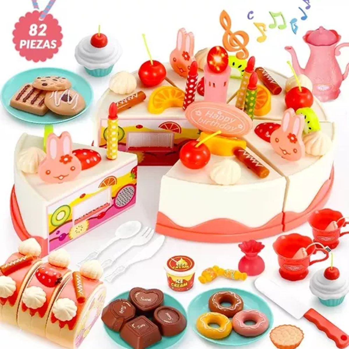 GENERICO - Juegos Niño De Pastel Cumpleaños Con Luz Y Sonido 82pzs