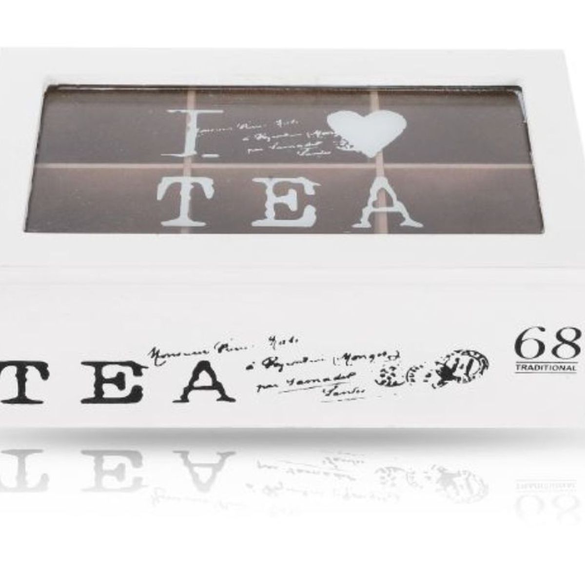 GENERICO - Caja De Té Mediana De Madera 6 Espacios Love Tea