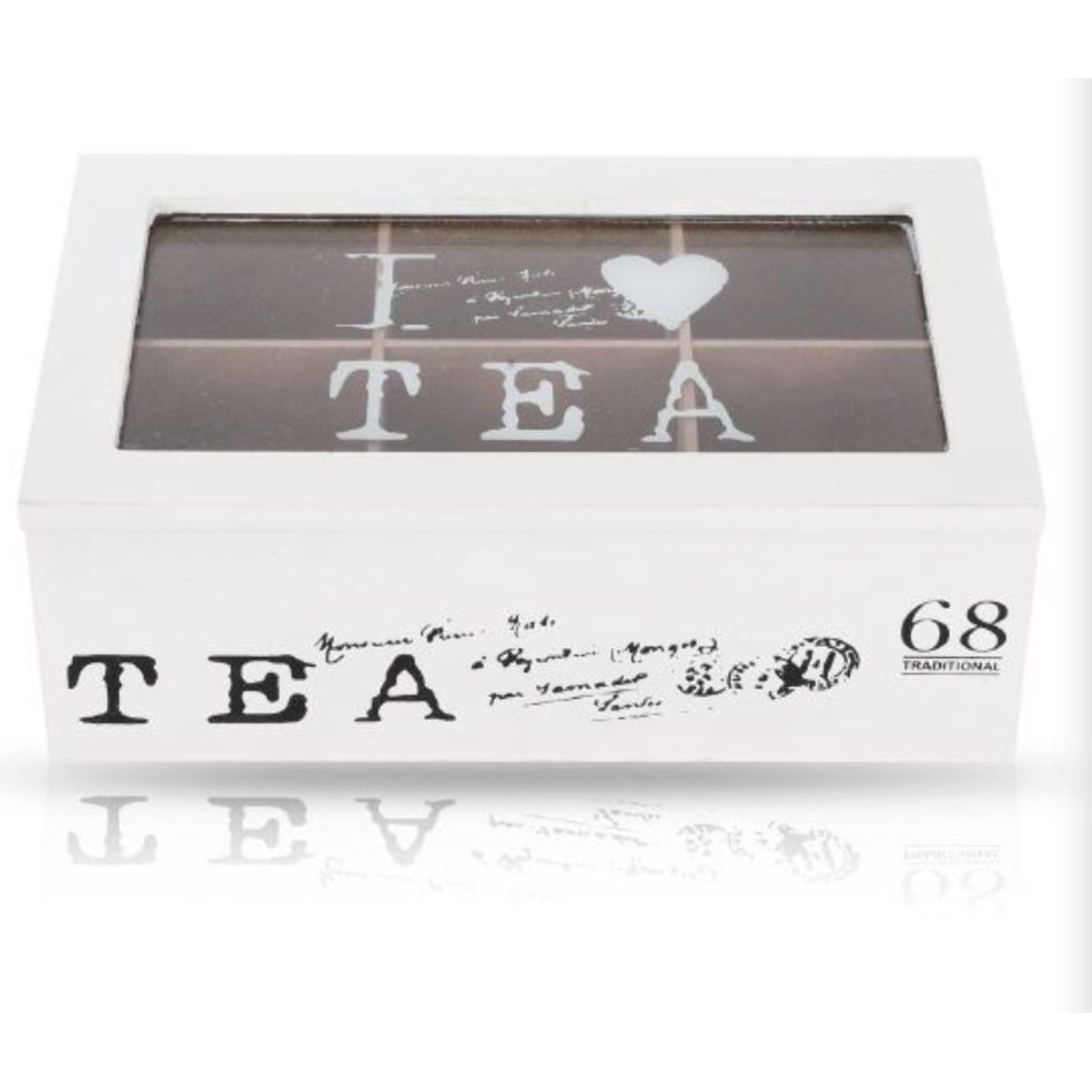 GENERICO - Caja De Té Mediana De Madera 6 Espacios Love Tea